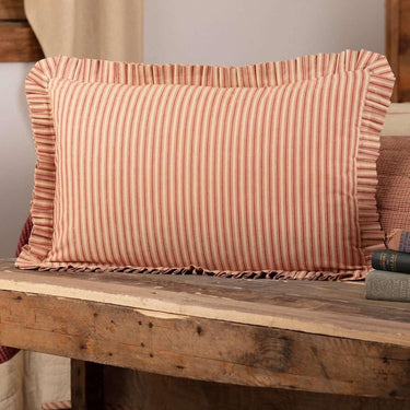 Rory Schoolhouse Red Ticking Stripe Fabric Pillow 14x22 VHC Brands - The Fox Decor